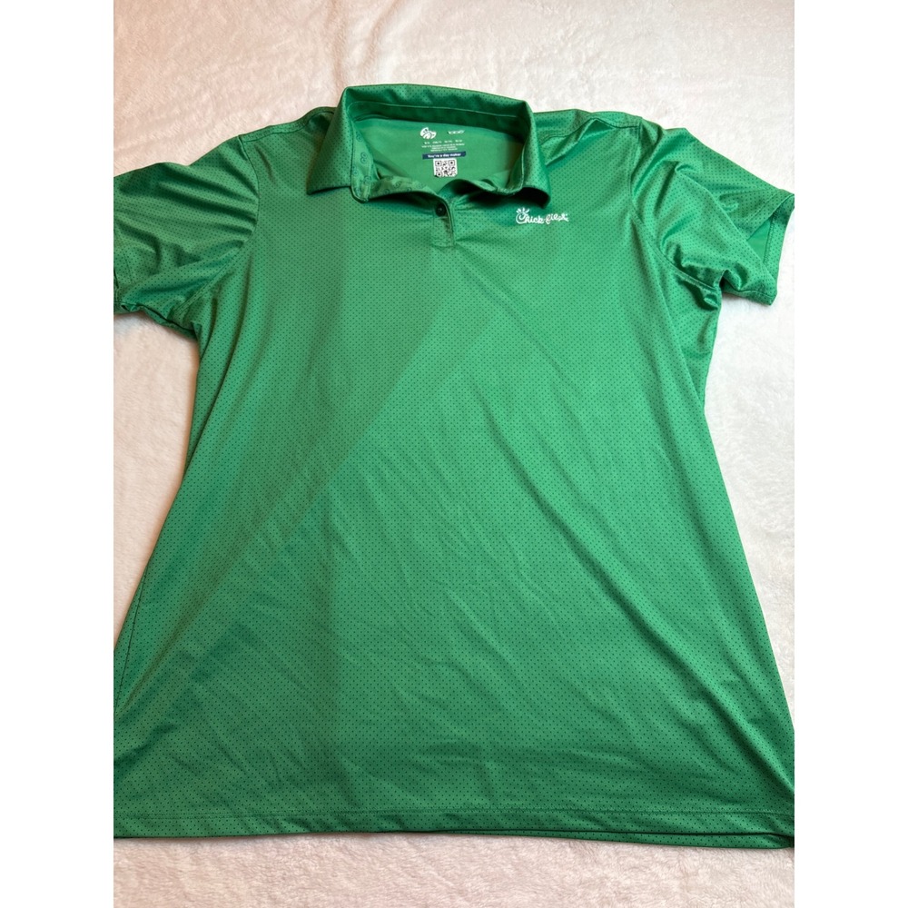 Chick-fil-A Employee Uniform Polo Shirt Green Micro Dot Oobe Mens XL Work Top